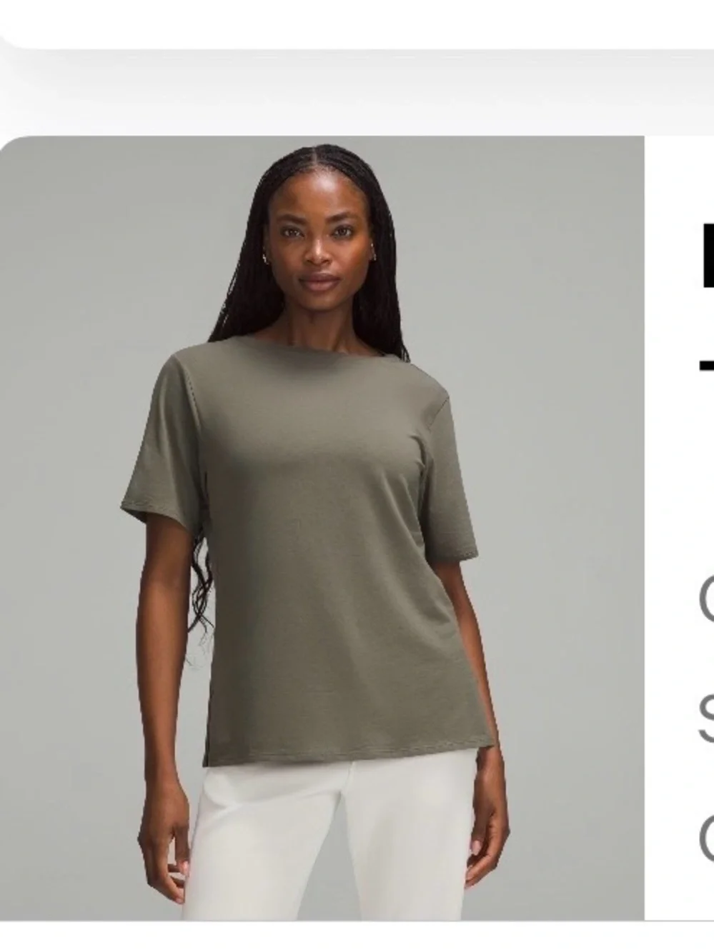 NWT relaxed, fit boat, neck, T-shirt in army Green